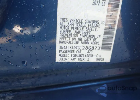 2016 Nissan Altima 2.5 Sr from USA, damaged, VIN 1N4AL3AP7GC286873